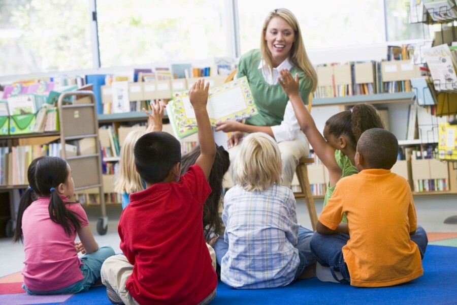 Group of students being read to